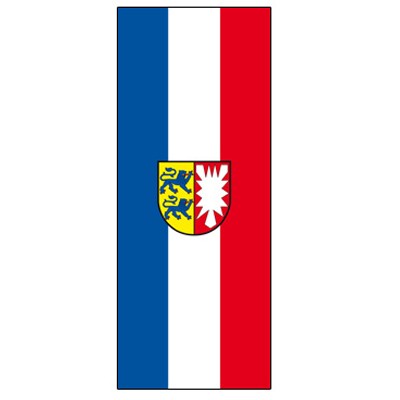 Schleswig Holstein Fahne mit Wappen im Hochformat |