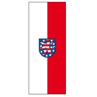 Thüringen Fahne mit Wappen im Hochformat |