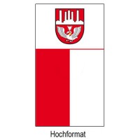 Fahne der Stadt Neumünster im Hochformat