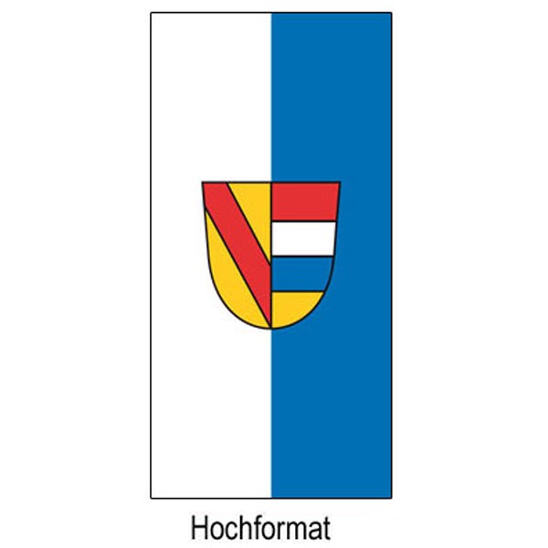 Fahne der Stadt Pforzheim im Hochformat