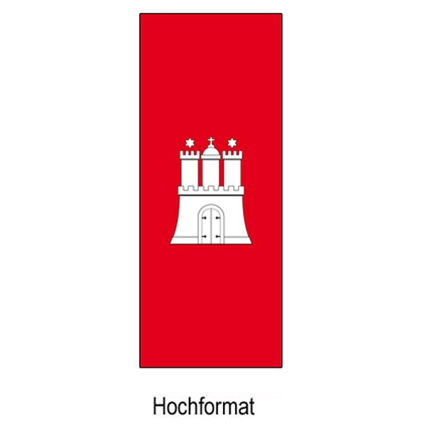 Fahne der Stadt Hamburg im Hochformat und weitere Varianten