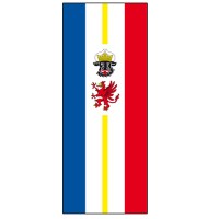 Mecklenburg Vorpommern Fahne im Hochformat mit Wappen |