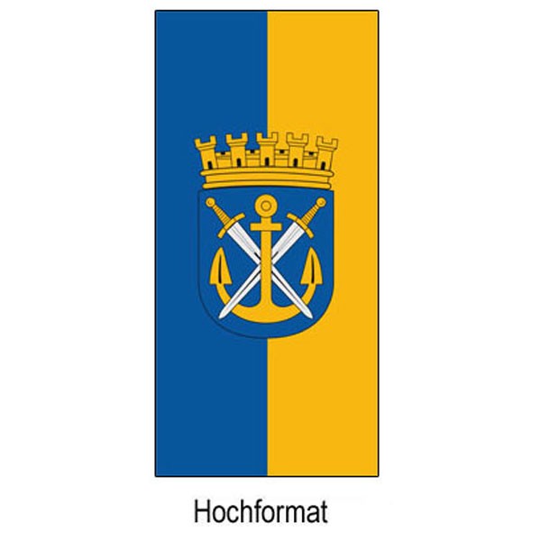 Fahne der Stadt Solingen im Hochformat