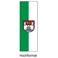 Fahne der Stadt Wolfsburg im Hochformat